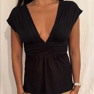 Sky Black V-Neck Women's Blouse